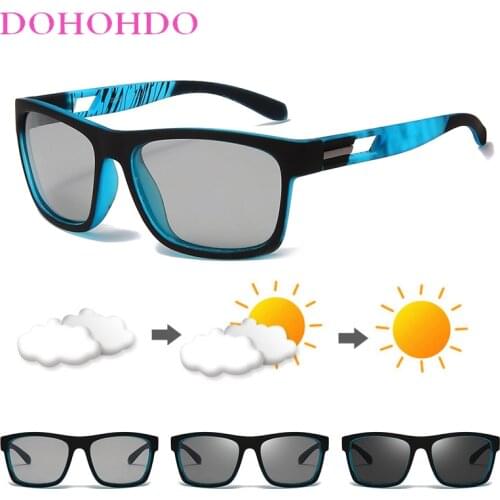 DOHOHDO Men Photochromic Sunglasses Polarized Sports Goggles Chameleon Color Changing Anti Glare Driving Sun Glasses Women Gafas