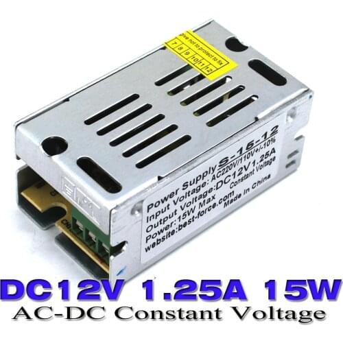 Dc Power Supply Switch Switching 1.25A 15W Led Driver for Strip lamp Lighting Transformer 100-240V AC to DC12V SMPS