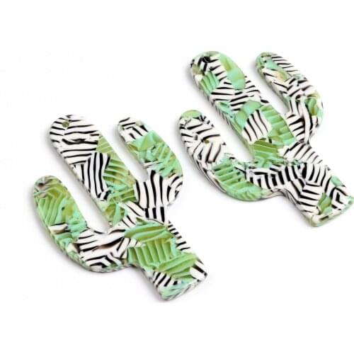 Tortoise Shell Earring Charms,Acetate Acrylic Cactus Shaped Pendants,Earrings Parts,Earring Findings,31mmx48mm,ACE236