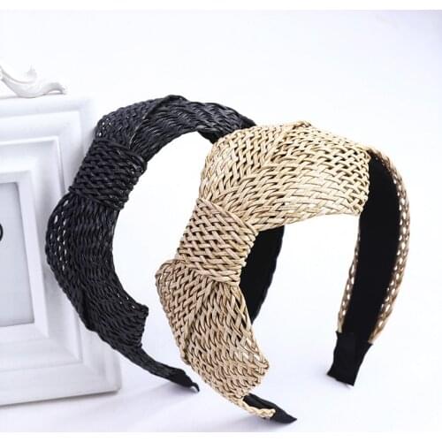 2020 Vintage Straw Plait Bow Bezel Hair Band Women Headband Hair Clips Girl Hair Accessories Hairband opaska do wlosow Hair Ties