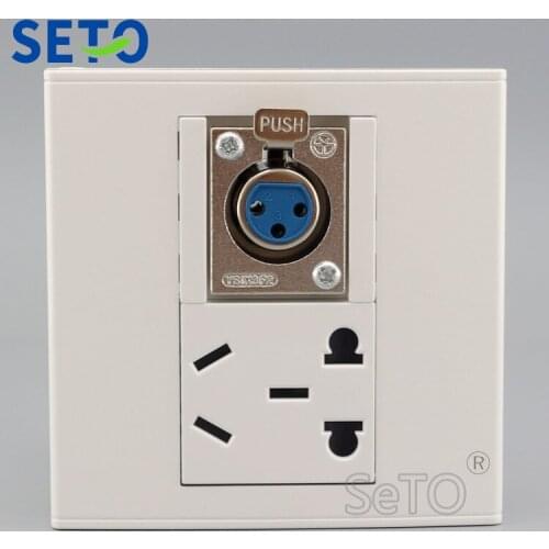 SeTo 86 Type One Port XLR + Five Hole Power Socket Wall Plate Socket Keystone Faceplate