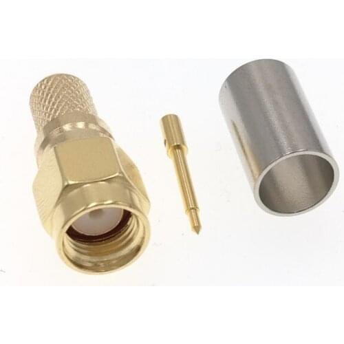 SMA Male Plug Straight Connector Crimp For RF LMR240 Low Loss Coax Cable 50 Ohm