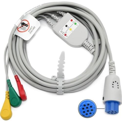Compatible 10pin Datex S/5 3 lead ecg cable snap,IEC