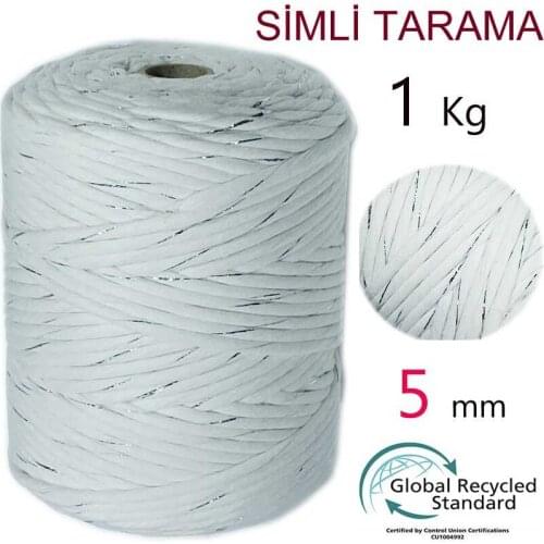 Cotton Bobin Macrame Rope - 5mm 1kg 240m - Single Twist - 4 Color - Silver - Gold - Metalic - Brass - Wall Decorations, Bag, Pillow, Swing, Party, Cord, Wedd, Thread, Home Textile, Polyester, Glitter, 1 - DIY