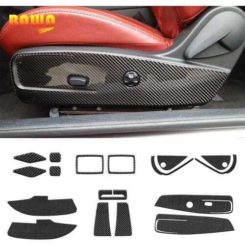 BAWA Carbon Fiber Interior Mouldings For Dodge Challenger 2015+ Car Seat Door Center Control Decorative Sticker