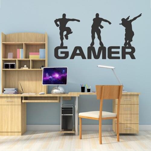 Letter Gamer Design Waterproof PVC Self-Adhesive Wall Sticker Boys Children Bedroom Decal DIY Home Living Room Decoration
