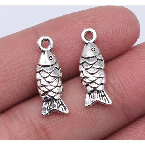 WYSIWYG 10pcs 19x7mm Vintage Goldfish Pendants Charm For Jewelry Making Antique Bronze Color Fish Pendants Charm Fish