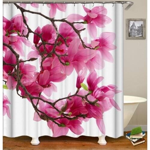 Floral Waterproof Shower Curtains Home Bathroom Curtain Set Polyester Fabric Bath Screens 3D Print Customized