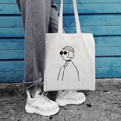 Female Classic Girl Print Canvas Shopping Tote Bag Gift for Student Friend Reusable Shopper Bag 2021 Fashion Travel Eco Bags