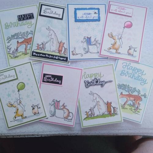 Winter Animals Clear Stamps with Metal Cutting Dies for Diy Scrapbooking Handmade Paper Cards Silicone Transparent Stempels