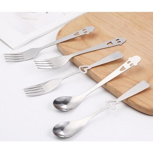 1Pcs Dinnerware Set Stainless Steel Tableware Set Fork Spoon Cutlery Set Dishwasher Safe Smile Heart Tableware Home Kitchen