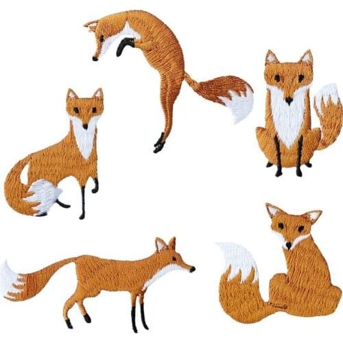 1 Piece Embroidered Cute Fox Patches Clothes Bags DIY Applique Embroidery Parches Iron On Patch for Clothes For girl