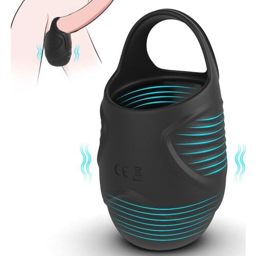 10 Modes Vibrating Penis Massager Ring Dildo Sex Toys for Men Scrotum Massager Male Chastity Cage Testicle Bondage Vibrators