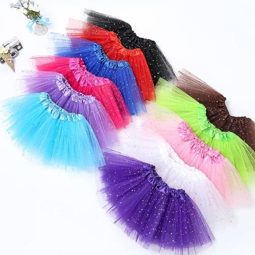 10PCS/Lot Wholesale 2-8T Kids Baby Shiny Star Skirt Ballet Dance Pink Tutu Skirt Girl 3 Layers Tulle Pettiskirt Children Skirts