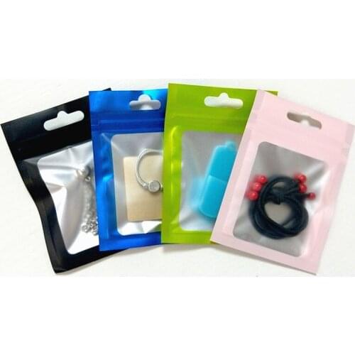 100Pcs/lot Food Grade Self-zip Plastic Bag Matte Zip Lock Aluminum Foil Hologram Small Water Proof Zipper Reclosable bags