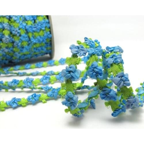 2 Yards Blue Beanie Shape Color Woven Rococo Ribbon Trim|Decorative Floral Ribbon|Scrapbook Materials|Decor|Craft Supplies