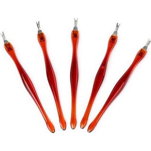 24pcs/lot Plastic Nail Dead Skin Cuticle Trimmer Peeling Fork Remover Manicure Tools ( Send by Random Color)