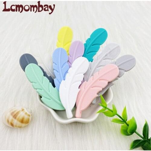 Lcmombay 5Pcs Silicone Teether Feather Beads Handmade Accessories Teething Toys For Infant Newborn Gift