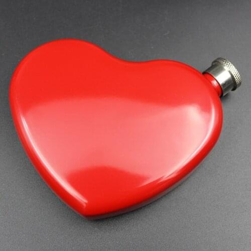 50pcs 4.4 oz Red Heart Portable Stainless Steel Hip Flask Whiskey Wine Pot Drinkware for Man and Lady ZA6736