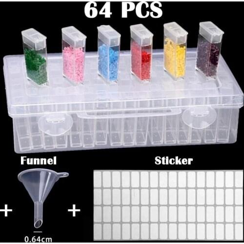56/64pcs Bottles Diamond Painting Tools Accessories Storage Box Beads Container Diamond Embroidery Stone Mosaic Convenience Box