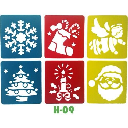 6PCS/LOT.Snowflake Santa angel xmas template stencil Kids art board Early learning educational toy Party favor 14x15cm 18 design