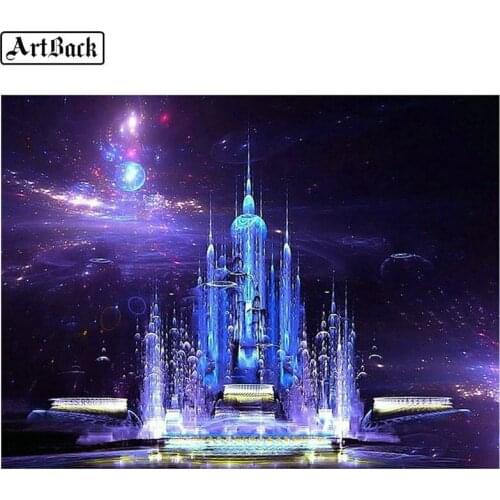 Diamond Mosaic Starry Castle Picture 5d Diamond Painting Full Square Diamond Embroidery Sewing Crafts Home Decor 60x80cm