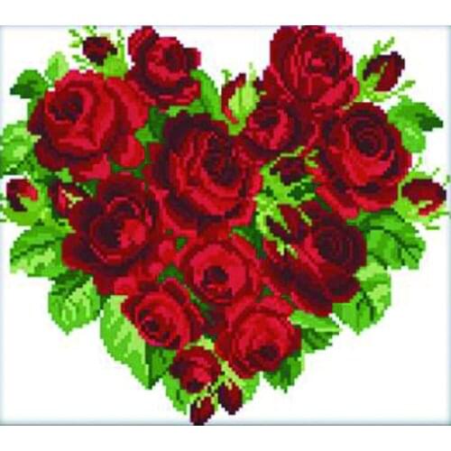 DIY Diamond Painting Cross Stitch Needlework Diamond Mosaic Diamond Embroidery Flowers Red Rose Love Pattern Hobbies And Crafts