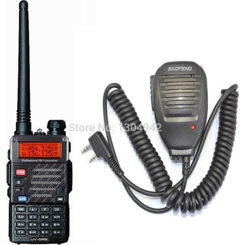BAOFENG UV-5RB VHF/UHF Dual Band ham Walkie Talkie +BaoFeng Speaker Mic Handy Hunting Radio Receiver With Headfone