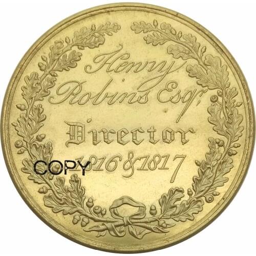 Great Britain Westminster Fire Office Gold Medal 1717/1817 Henry Robins Esq Brass Copy Coins