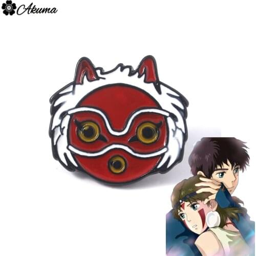 Anime Princess Mononoke Ghost Mask Brooch Hayao Miyazaki Enamel Pin значки брошь Woman Man Jewelry Accessories Christmas Gifts