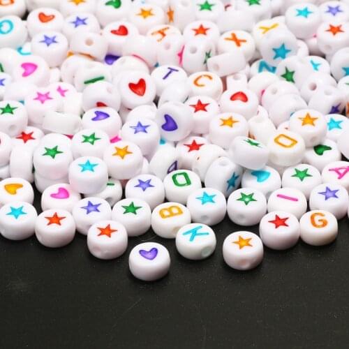 Mixed Color 4x7 Acrylic Random Letter Love Heart Spacer Alphabet Beads for Jewelry Making Necklace Bracelet Diy Accessories
