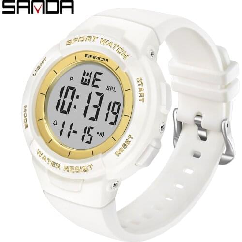 SANDA Fashion Sports Women Watches Casual Waterproof Digital Wristwatches Shockproof Multifunction Clock Relogio Feminino 6006