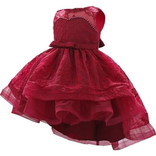 Christmas Infant Baby Girl Dress Bow Beaded 0-24M Year Kids Clothes Birthday Party Princess Costume Children Clothing