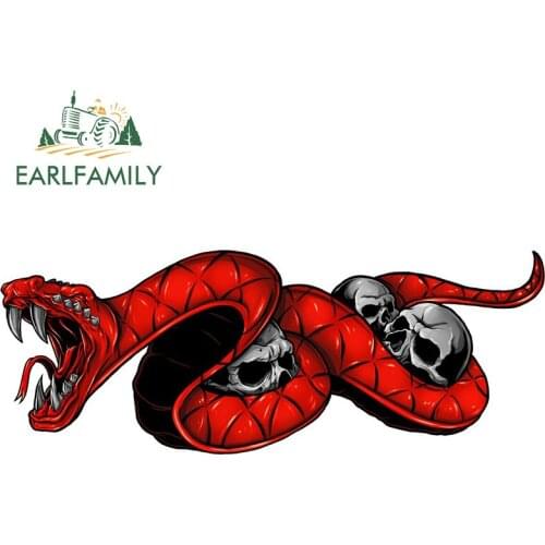 EARLFAMILY 13cm x 5cm for Maltese Cross Skull Red Snake Car Stickers Auto Waterproof Decals Bumper Laptop Motorcycle Vinyl Decor