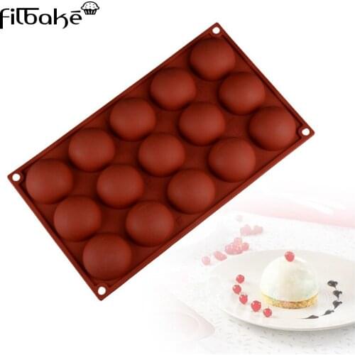 FILBAKE DIY Baking 3D 15 Hole Semicircle Shape Silicone Moulds Chocolate Molds Ice Cream Mold Mousse Cake Decorating Tools