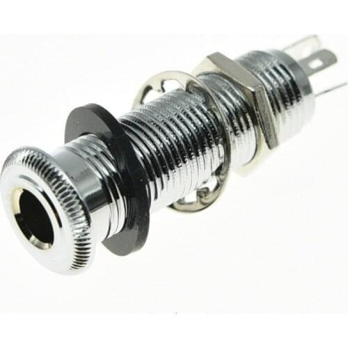 KAISH Chrome Copper Stereo Guitar Bass Barrel Jack Cylinder Input Output Jack 4 Poles