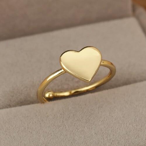 Retro Love Peach Heart Ring Girlfriend Anillos Mujer Bague Femme Stainless Steel Engagement Wedding Gift Adjustable Finger Rings