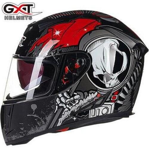 Transparent lens GXT Double Visor Motorcycle Helmet Winter Warm Full face Motorbike Hat Casco Moto Capacete Size M L XL XXL