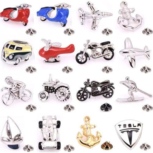 High quality motorcycle / bicycle / bus / aircraft / racing car / boat anchor Brooch mens shirt suit LAPEL BADGE PIN gift