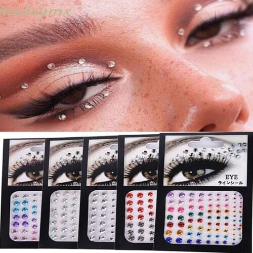 Tattoo Sticker Jewelry Eyes Makeup Crystal 6 Colors Glitter Diamond Eyeliner Eyeshadow Face Party Makeup Rhinestone Sticker