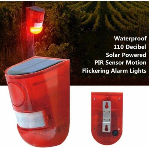 New Solar Alarm Light Wireless IP65 Motion Sensor Outdoor Garden Security Lamp Stroboscope Strobe Light LED Light Warning Light