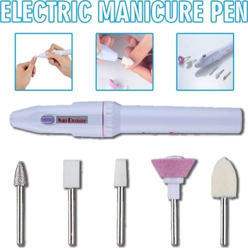Portable Nail Remover Electric Manicure Pen Nail Art Drill Tips Set Kit File Grinder Polisher Exfoliating Polishing Tool