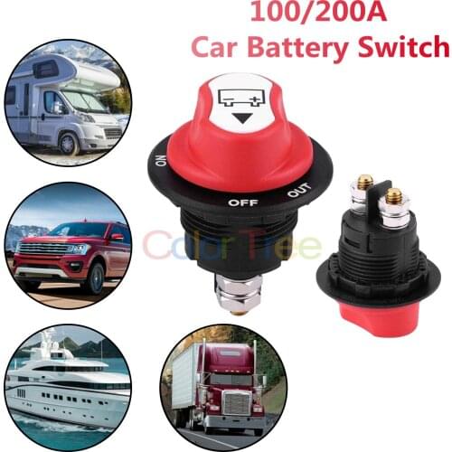Car Battery Switch Isolator On Off Out Disconnecter For Car Motorcycle RV Truck Boat 12-48V 100A 200A Rotary Switch Rally Switch