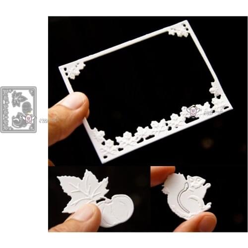 Mmao Crafts Metal Steel Cutting Dies New Maple nut squirrel frame Stencil For DIY Scrapbooking Paper/photo Cards Embossing Dies