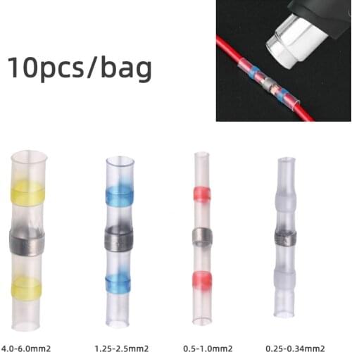 10pcs Waterproof Heat Shrinkable Wire Connector 0.25-6MM2 Cable Shrinking Solder Seal Sleeve Butt Connector