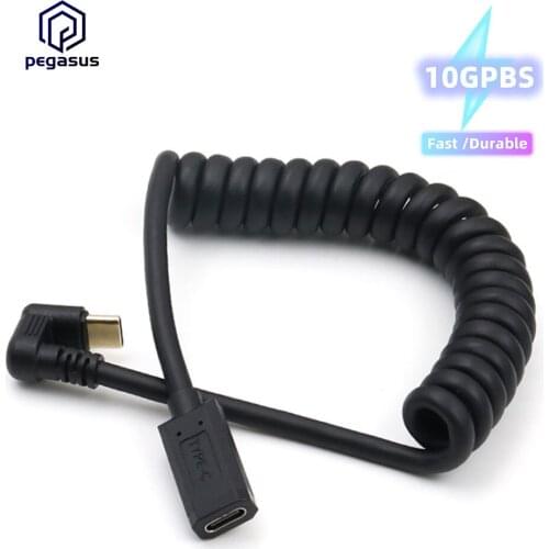 U Angled Spring Retractable 180 Degree USB-C USB 3.1 Gen 2 Type-C Male to Female Extension Cable