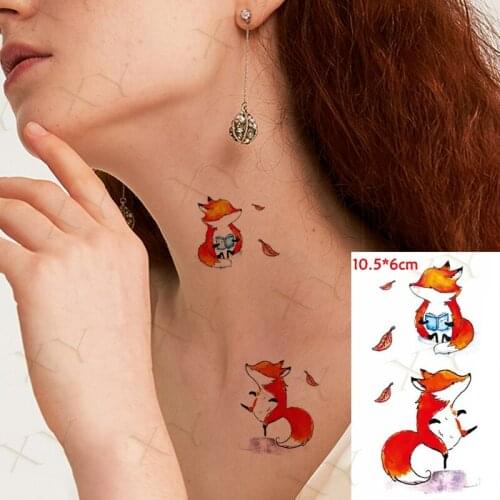 Waterproof Temporary Tattoo Cute Squirrel Fox Dog Cat Owl Animal Tatto Stickers Flash Tato Fake Tattoos for Girl Women Lady