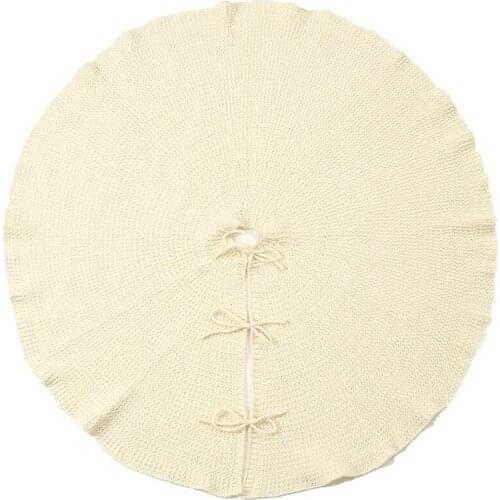 Christmas Tree Skirt,Ruffled Tree Skirt 48 Inches Knit Knitted Rustic Xmas Holiday Decoration Large Xmas Tree Collar Mat