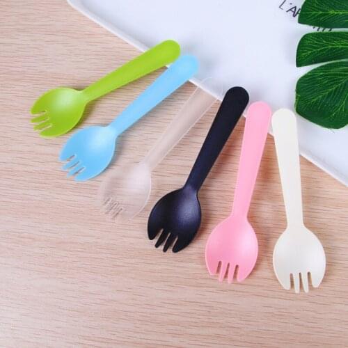 10pcs/Set 11.5cm Plastic Utensils Knife Spoon Fork Tableware Disposable Cutlery Birthday Party Cake Decoration Supplies