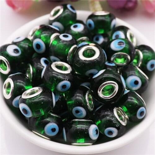 10Pcs Round Eye Shape Big Hole European Spacer Beads Fit Pandora Bracelet DIY Necklace Women for Hair Jewelry Making